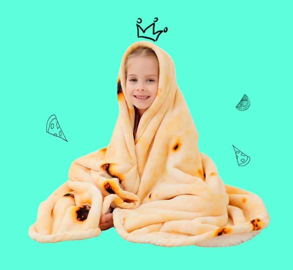 Casofu tortilla throw blanket rolled up like a giant burrito