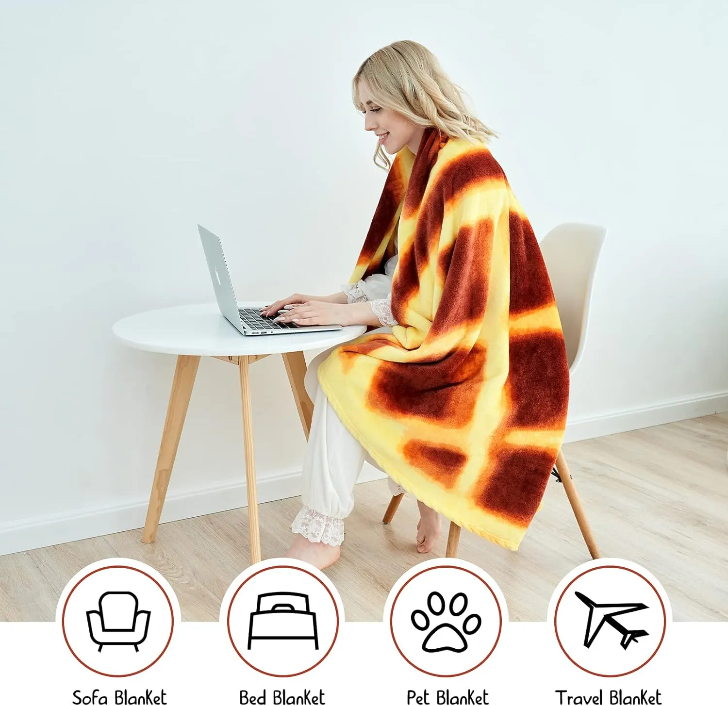 Waffles Blanket – golden waffle grid print